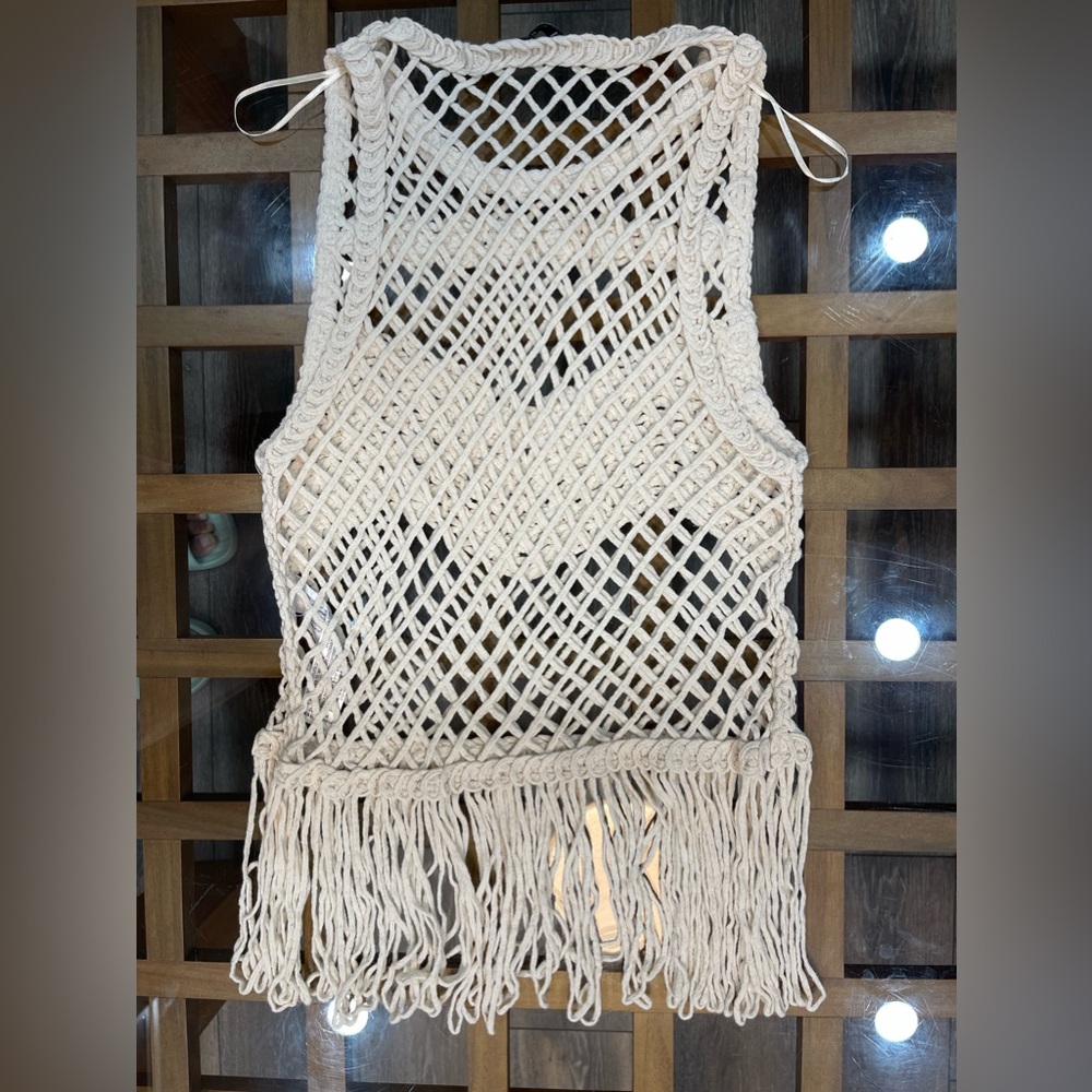Zara Cream Crochet Tank Top - Picture 8 of 12